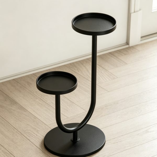 2 Tier Black Metal Corner Plant Stand